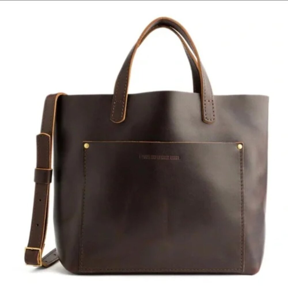 Portland Leather Goods Medium Crossbody Tote in Grizzly